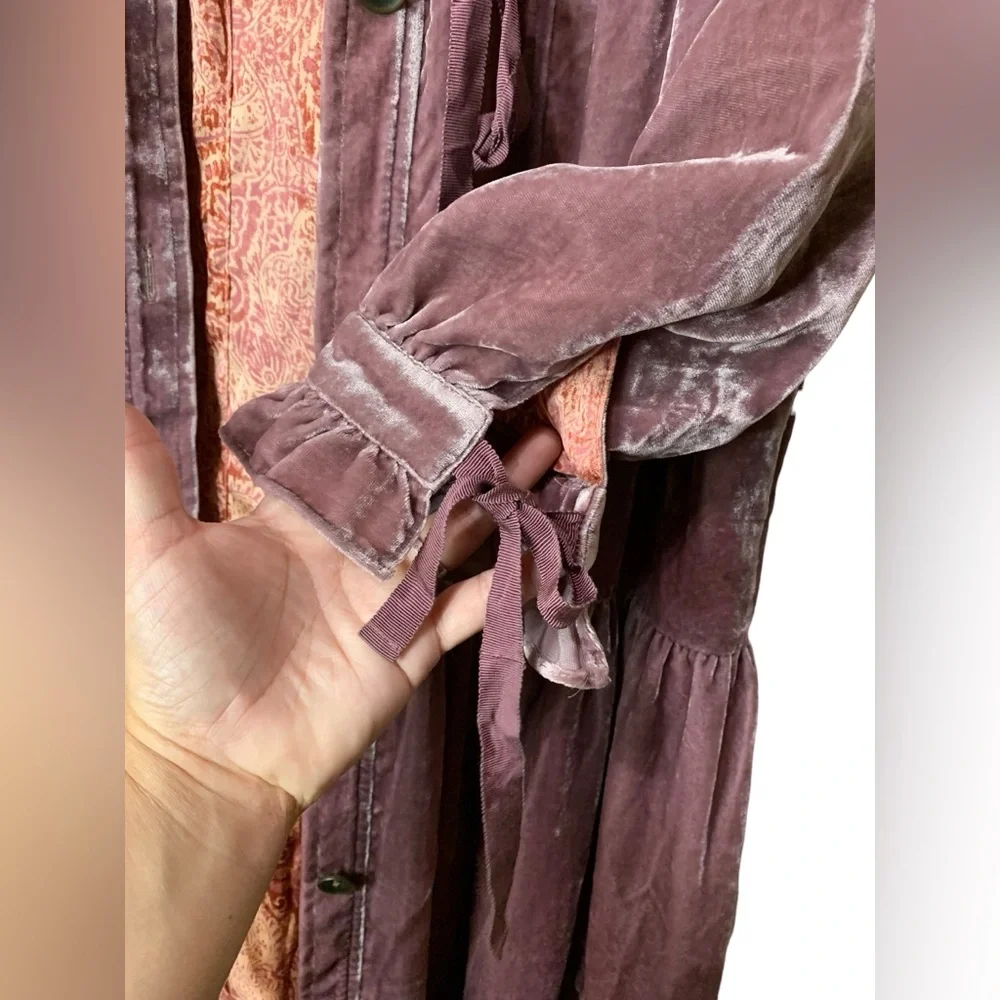 FREE PEOPLE BELLA DONNA DUSTER VELVET MAXI COAT SIZE XS